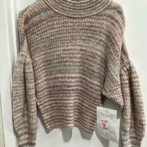 Express Women's Turtleneck Sweater - Cream and Brown